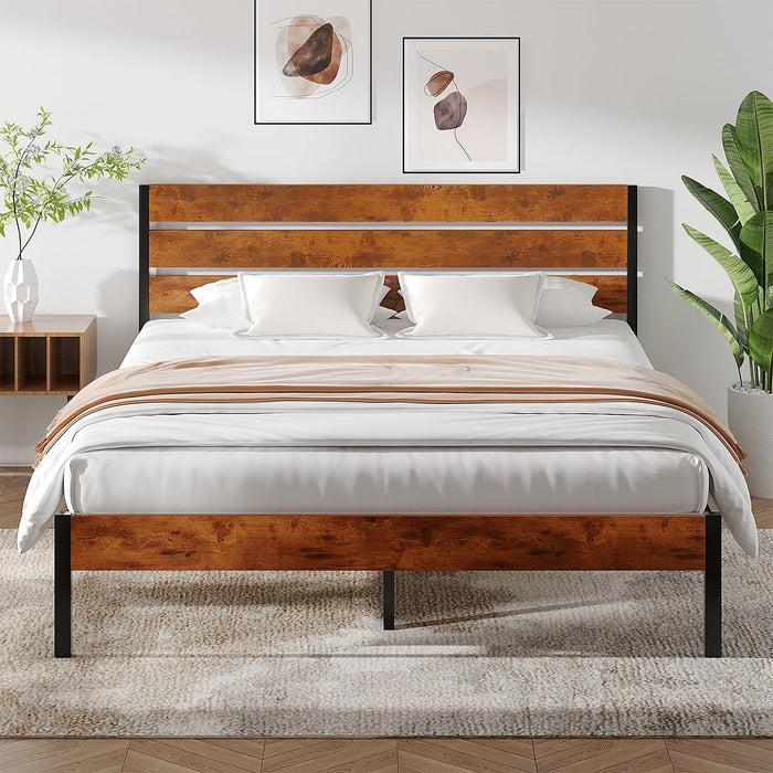 Blorly Queen Size Bed Frame Classic Metal High Platform Bedframes with Victorian Style Iron-Art Headboard/Footboard/Under Bed Storage, 11.2 Inch High,