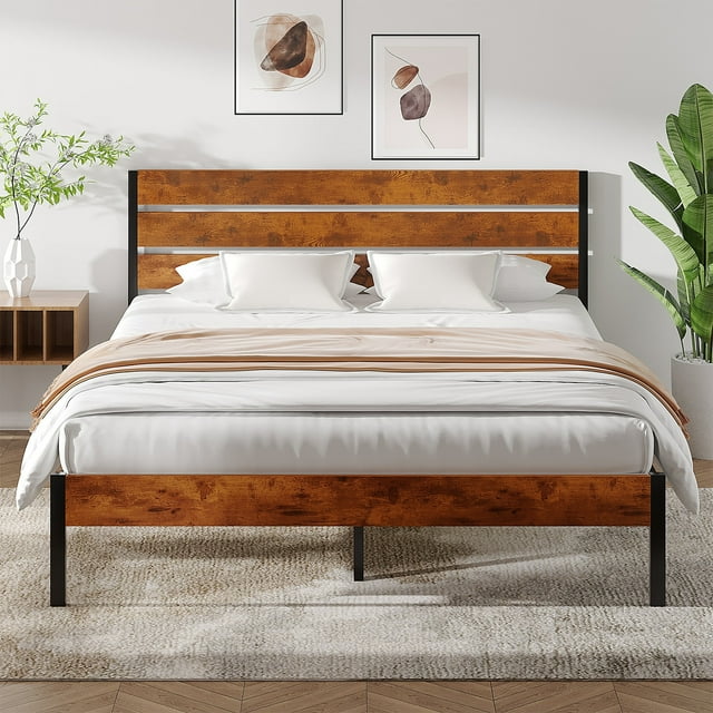 Metal Platform Bed Frame - Heavy Duty Mattress Foundation with Steel Slats Support