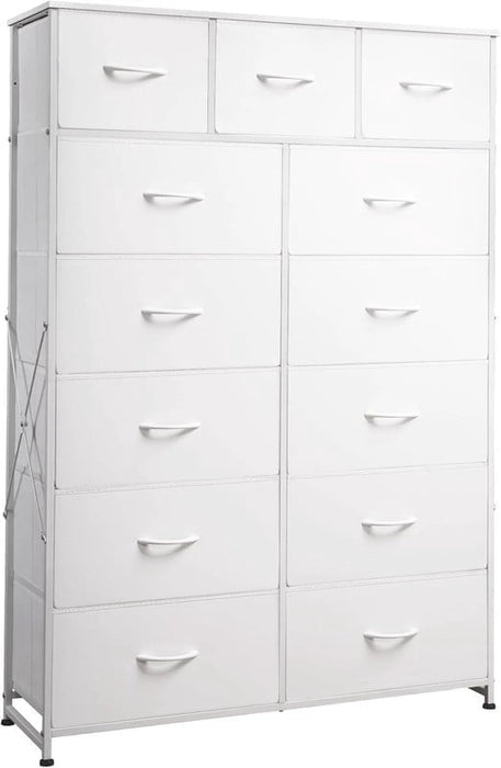 Nextay 13-Drawer Fabric Dresser with Wood Top & Steel Frame – Sturdy Storage Cabinet for Bedroom, Living Room, Home Office,White