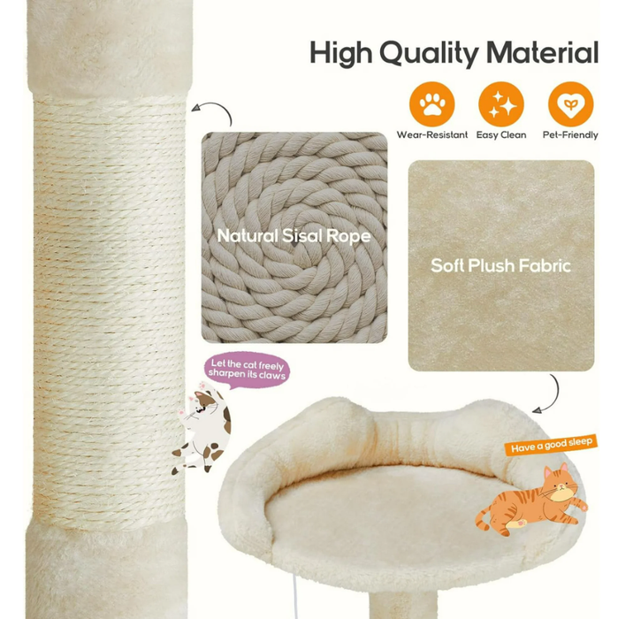 TINKLE WELL 54-Inch Cat Tree & Condo Scratching Post Tower, Anti-Tipping