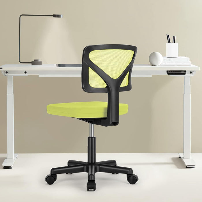 Betcozy Basics Rolling Desk Chair, Adjustable, Low Back, Padded Seat, Breathable Mesh, Swivel, Green