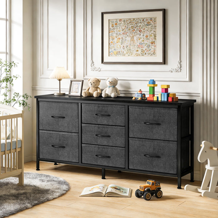 Betcozy 7-Drawer Storage Dresser, TV Stand with Storage, Organize Cabinet for Living room, Entry Way, Office, Gray
