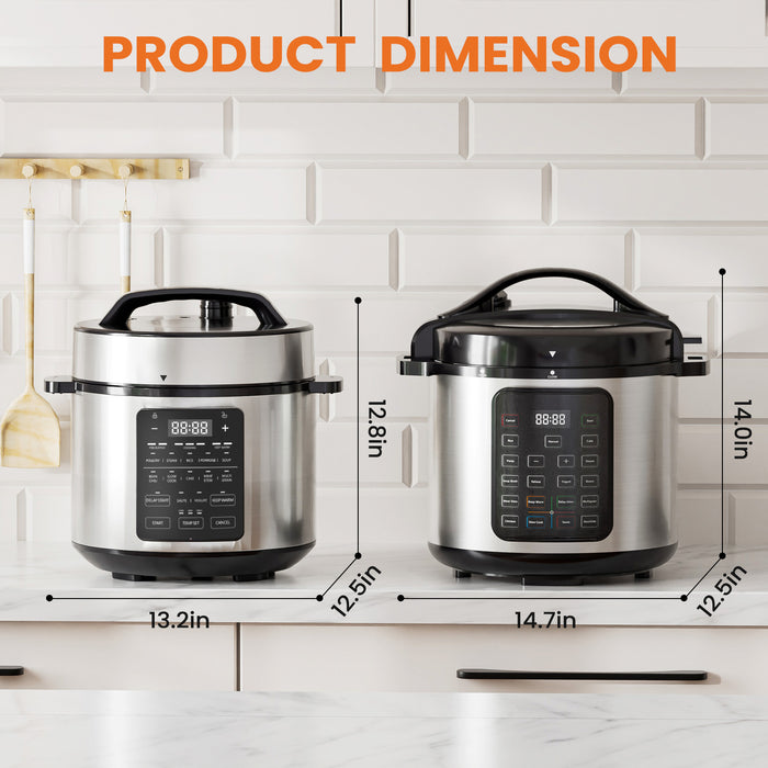 Simenmax 8QT Stainless Steel Electric Pressure Cooker - 16-in-1 Multi-Cooker for Rice, Steamer, Slow Cooker, Yogurt Maker & More