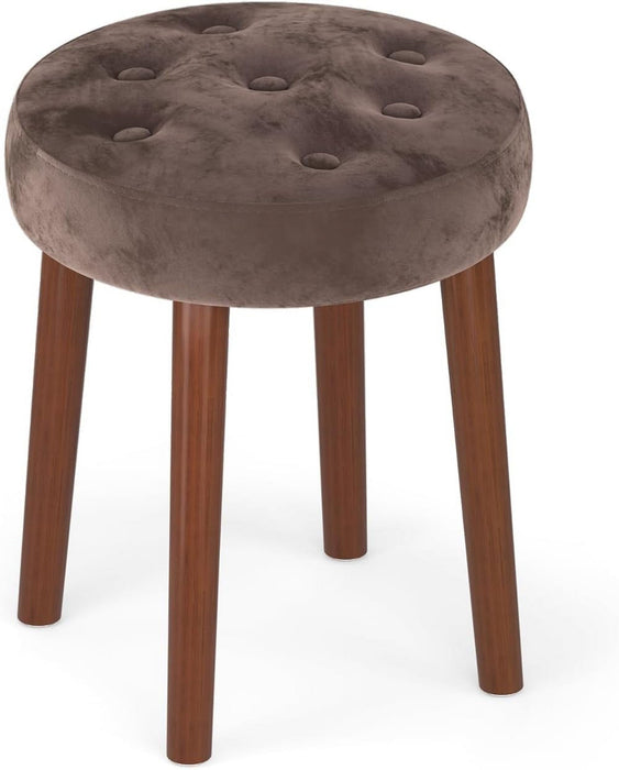 TINKLE WELL TINKLE WELL Vanity Stool Chair Round Makeup Chair Sitting Stool Table Set Brown