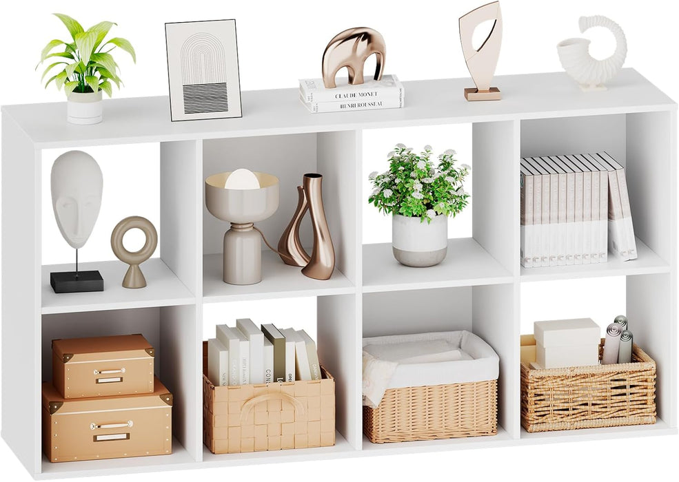 Sybels Cube Storage Shelf, 8-Cube Bookshelf with Removable Dividers，a Versatile Organizer , suitable for living rooms, home offices, and bedrooms, White