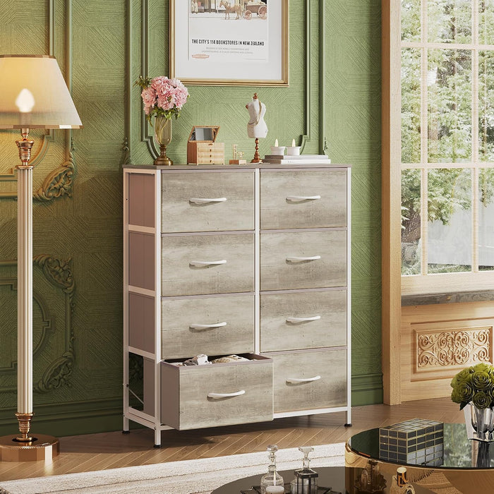 Simenmax 4/5/7/8/9Dresser, Storage Drawers with Removable Fabric Bins, Fabric Closet Chests Organizer for Bedroom, Closet, Living Room, Oak Greige
