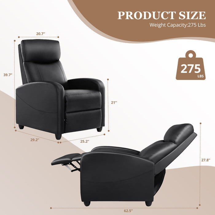 TINKLE WELL Fabric Recliner Chair with Massage Function, Adjustable Home Theater Reclining Chair Featuring Lumbar Support and Padded Seat Backrest, Ideal for Living Room, Bedroom