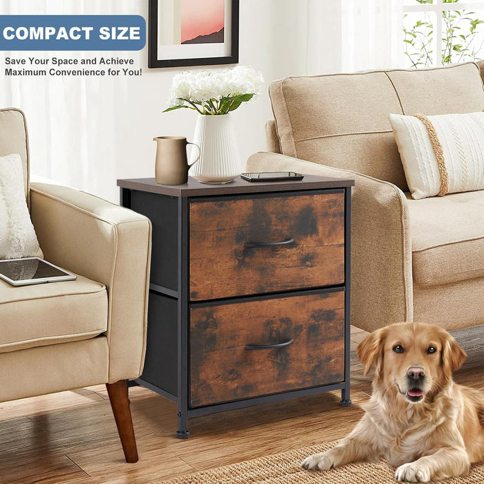 Simenmax Nightstand, 2 Drawer Dresser for Bedroom, Bedside Furniture, End Table for Bedroom, Closet, Entryway, Brown