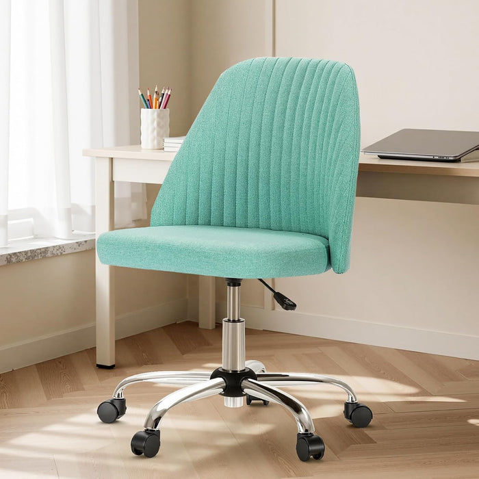 Sybels Modern Office Chair: Armless Swivel Desk Chair with Wheels, Adjustable Height Rolling Task Chair for Home, Dorm，Green