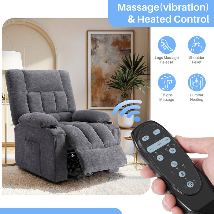 Simenmax Recliner Chair with Massage and Heating, Home Theater Seating with Lumbar Support, Adjustable Electric Power Lift Chairs, Brown