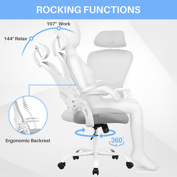 Bigleap Office Chair, Ergonomic Computer Chairs with Flip-up Arms,Gray