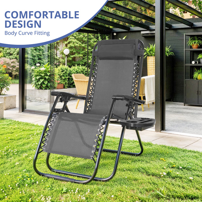 Simenmax Zero Gravity Chairs, Set of 2 Portable Recliner Beach Camping Patio Outdoor Folding Lounge Chair,Black