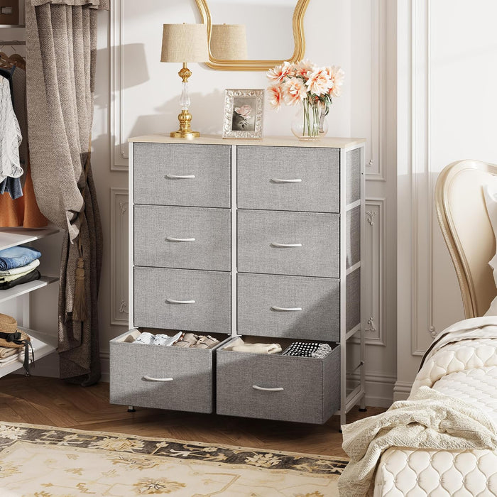Simenmax 4/5/7/8/9Dresser, Storage Drawers with Removable Fabric Bins, Fabric Closet Chests Organizer for Bedroom, Closet, Living Room, Light Gray