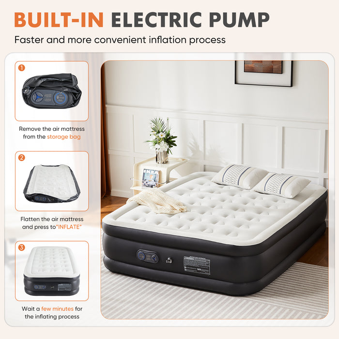 Sybels Twin Mattress 18" with Built-in Pump - Waterproof Raised Inflatable Bed for Camping, Home & Guest Use