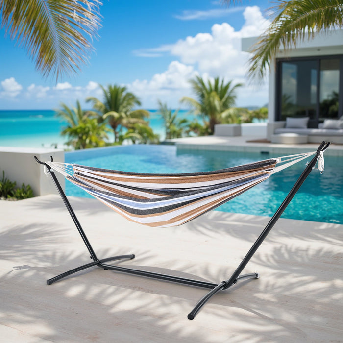 Simenmax Double Hammock with Stand, Adjustable Standing Hammock, Hammock with Carry Bag for Garden, Camping