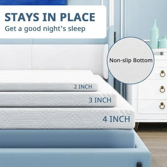 Sybels 2 Inch Twin Size Gel Memory Foam Mattress with Cover, CertiPUR-US Certified