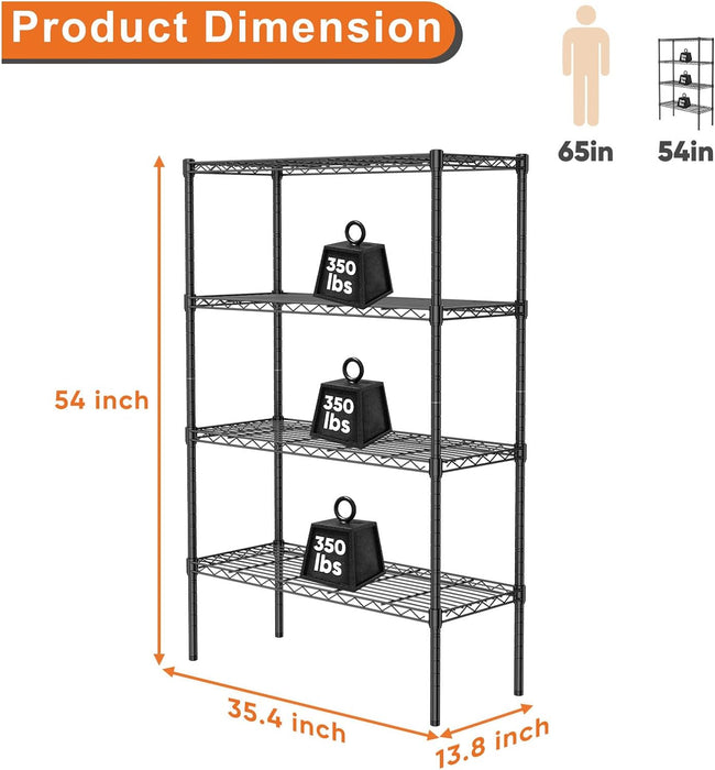 Bigleap 4-Tier Metal Storage Shelving, Adjustable Shelves Unit Heavy Duty Standing Shelf Organizer for Kitchen, Closet, Pantry, Garage, Bathroom, Laundry