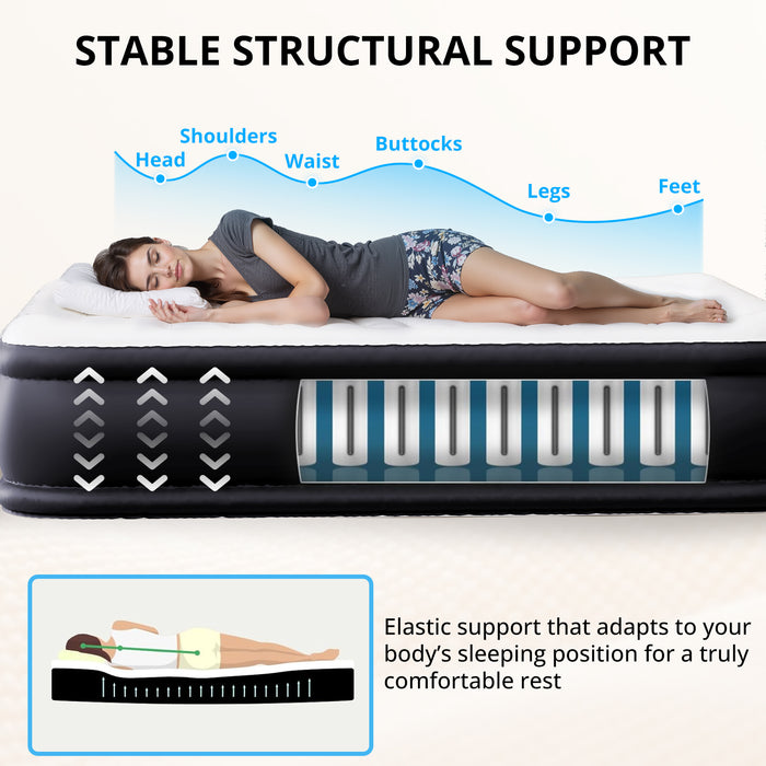 TINKLE WELL Twin/Queen Size Air Mattress with Built-in High Capacity Pump, 16"/18“/22” Extra Tall Raised Airbed, Non-Slip Bottom Design, Supports 660 lbs, Inflatable Mattress for Home, Camping and Travel