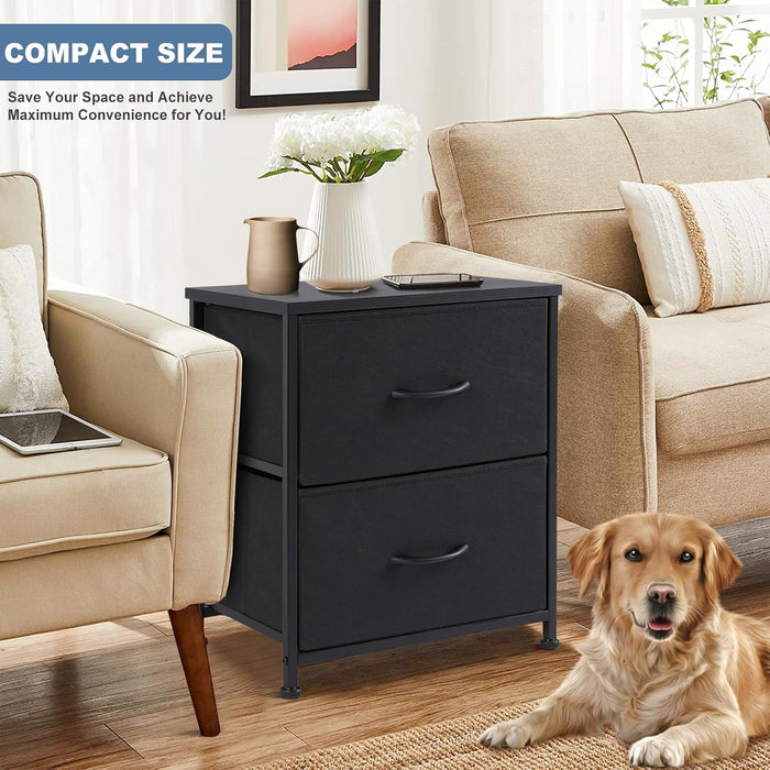 Simenmax Nightstand Set 2, 2 Drawer Dresser for Bedroom, Bedside Furniture, End Table for Bedroom, Closet, Entryway, Black
