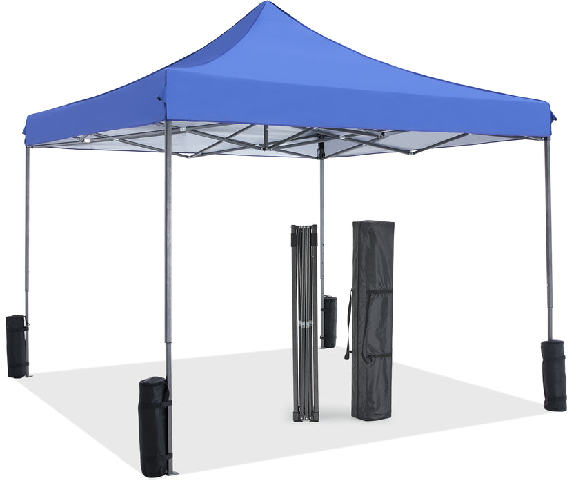 Dozzle Instant Pop Up Canopy Tent 10x10 Feet - Heavy Duty Waterproof Outdoor Canopy with Sand Bags, Carrying Case for Parties, Camping, Beach & Backyard Shade