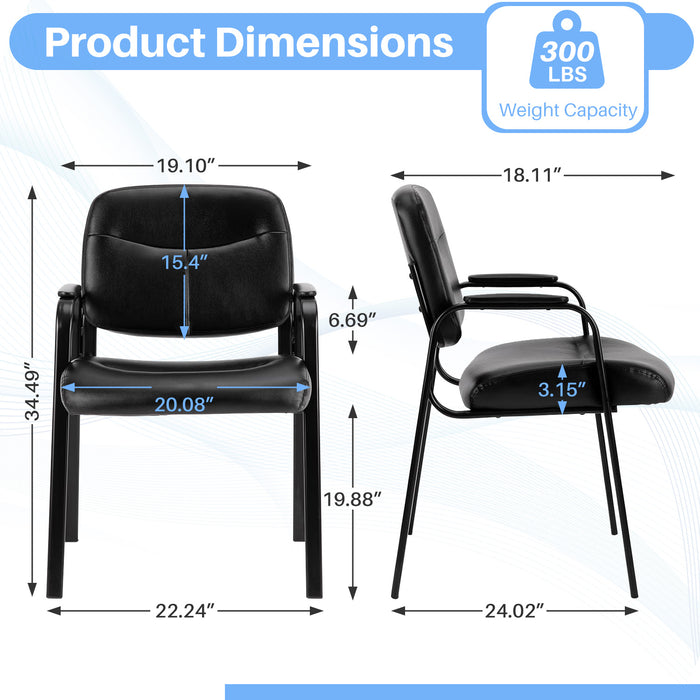 Bigleap Waiting Reception Guest Set of 1,Conference Room Lobby Padded Arms, Desk Chair No Wheels Executive Office Chair PU Leather Conference Room Chairs