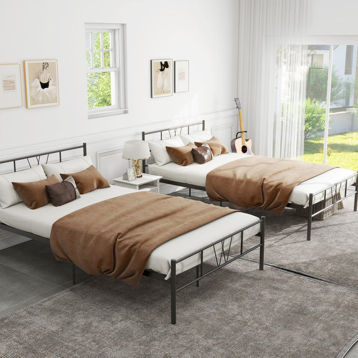 Full Size Metal Platform Bed Frame, Heavy Duty Mattress Foundation with Steel Slats Support, No Box Spring Needed, Black