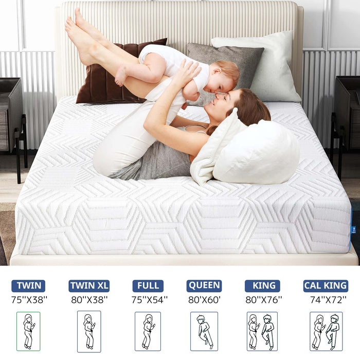 12 Inch Queen Size, Medium Firm Cool Gel Foam Mattress with Breathable Soft Fabric Cover