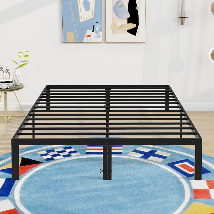 Simenmax Metal Platform Bed Frame, Heavy Duty Mattress Foundation with Steel Slats Support, No Box Spring Needed, Black