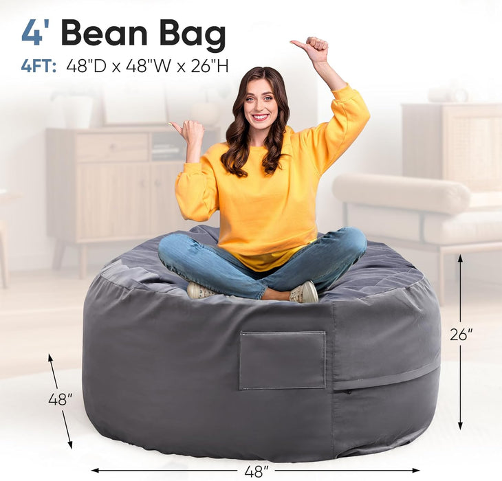 TINKLE WELL Large 3FT Bean Bag Sofa, Comfy Round Lounger for Adults & Kids, Removable Washable Cover, Oversized Cozy Gaming Chair for Dorm, Bedroom, Living Space