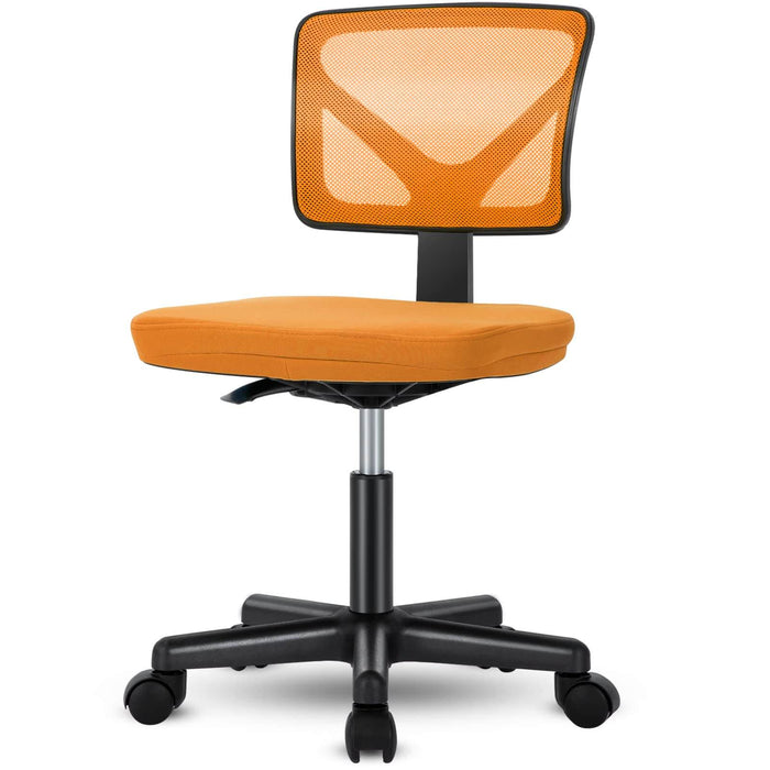 Sybels Adjustable Mesh Office Chair - Padded Seat, Low Back Support, 360° Swivel & Smooth Rolling Casters,Orange