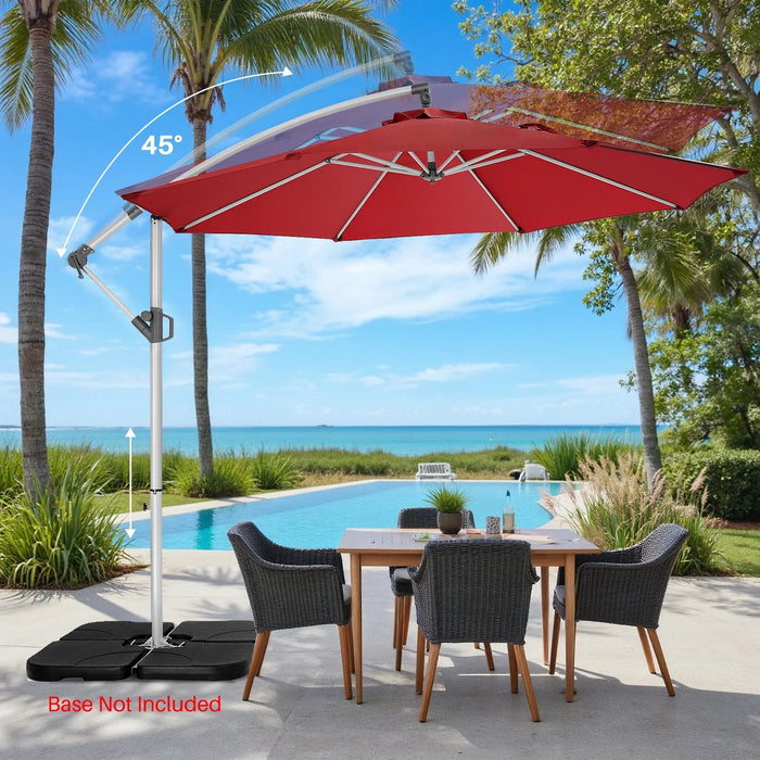 10FT Offset Patio Umbrella, Hanging Cantilever Outdoor Sun Shade with UV Protection for Backyard, Lawn, Garden and Pool