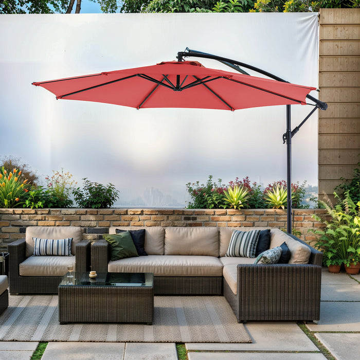 Bigleap 10ft Offset Umbrella Cantilever Patio Hanging Umbrella Outdoor Market Umbrella with Crank & Cross Base Suitable for Garden, Lawn, backyard and Deck,Blue