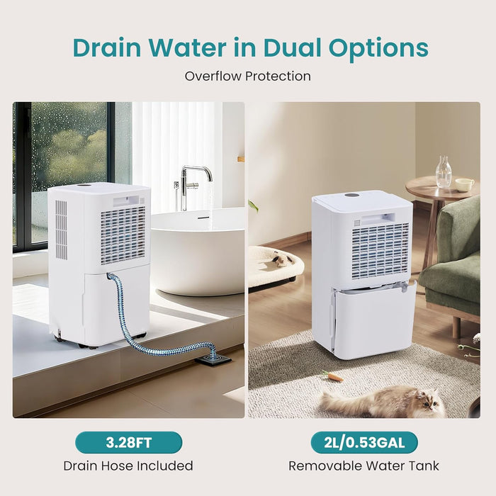 Simenmax Dehumidifiers for Basements,Whole House with Drain Hose, Dehumidifier for Home Dehumidifiers suite for Bathroom，2L