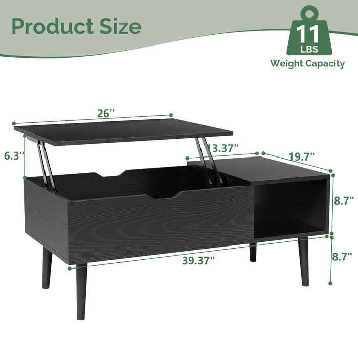 TINKLE WELL Lift-Top Coffee Table, Multi-Functional Hidden Storage & Height Adjustment Wooden Dining Center Table