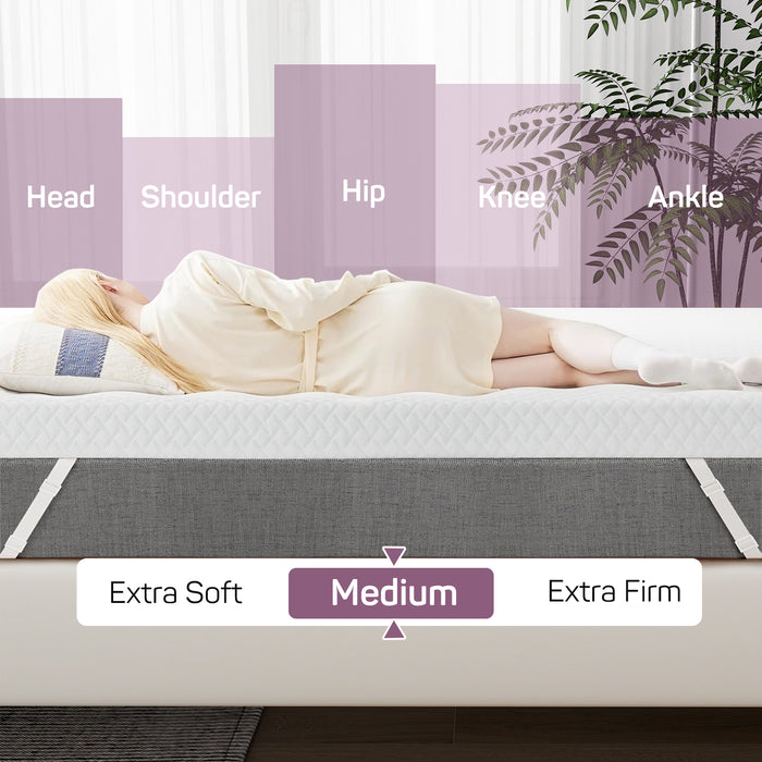 Bigleap 2 Inch Queen Size Cool Gel Memory Foam Mattress Topper with Removable Soft Cover