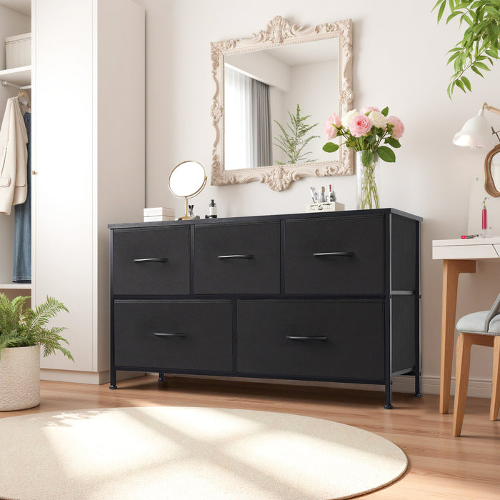 TINKLE WELL Storage Dresser with 4/5 Drawers, Removable Bins, Modern Wide Soft Fabric Chest Organizer for Bedroom, Hallway