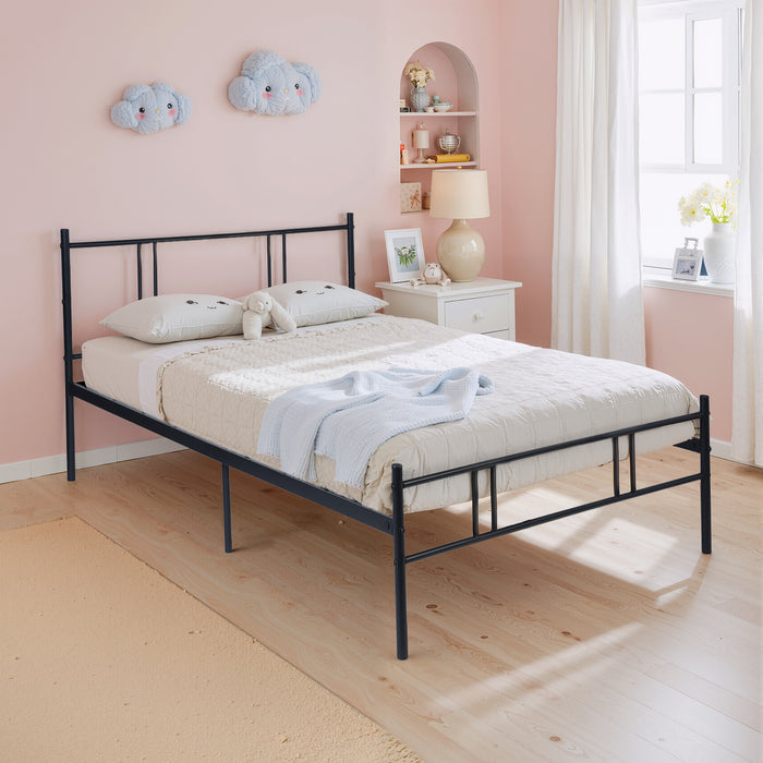 Simenmax Full Size Metal Platform Bed Frame, Heavy Duty Mattress Foundation with Steel Slats Support, No Box Spring Needed, Black
