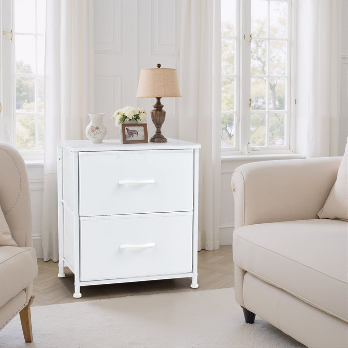 Bigleap Nightstand, 2 Drawer Dresser for Bedroom, Bedside Furniture, End Table for Bedroom, Closet, Entryway, White