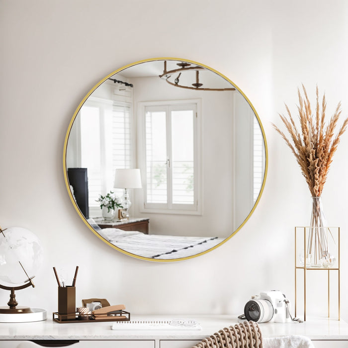 Simenmax Round Wall Mirror 24 Inch, Bathroom Mirrors for Over Sink, Circle Mirror for Bathroom, Entryway, Bedroom, Vanity