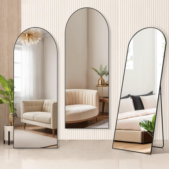 21"x64" Arched Mirror Full Length, Body Wall Mirrors with Shatter-Proof Glass, Floor Standing, Hanging or Leaning, Large Tall Arch Mirror with Stand Aluminum Alloy Frame for Bedroom Cloakroom