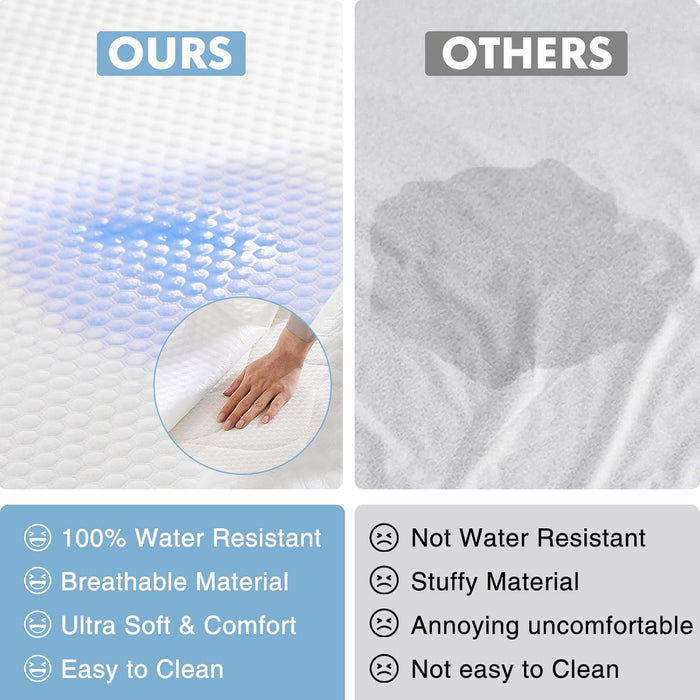 Mattress Protector, King 100% Waterproof Mattress , Stretchy 21" Deep Pocket, Cooling 3D Fabric, Noiseless, Skin-Friendly