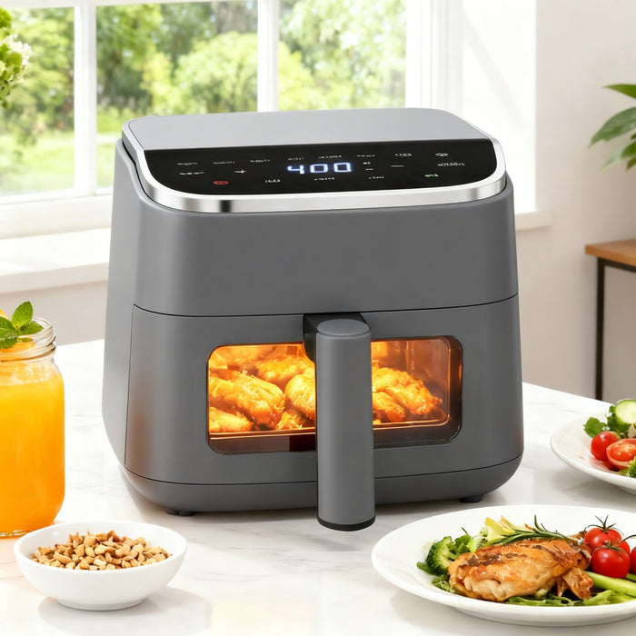Sybels Digital Air Fryer: 1500W, Visible Window, 8 Presets, 400°F, 60-Min Timer, Auto Shut-Off, Dishwasher-Safe Basket