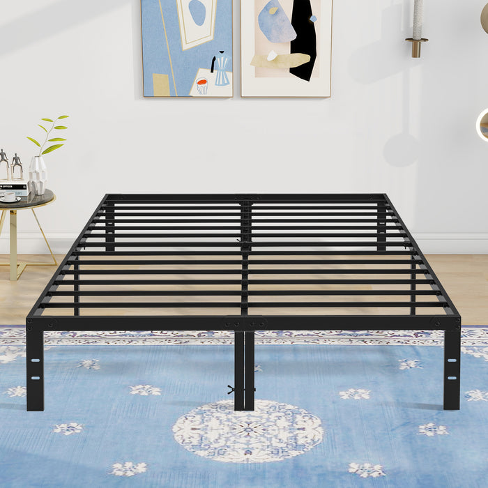 Simenmax Queen Size Metal Platform Bed Frame, Heavy Duty Mattress Foundation with Steel Slats Support, No Box Spring Needed, Black