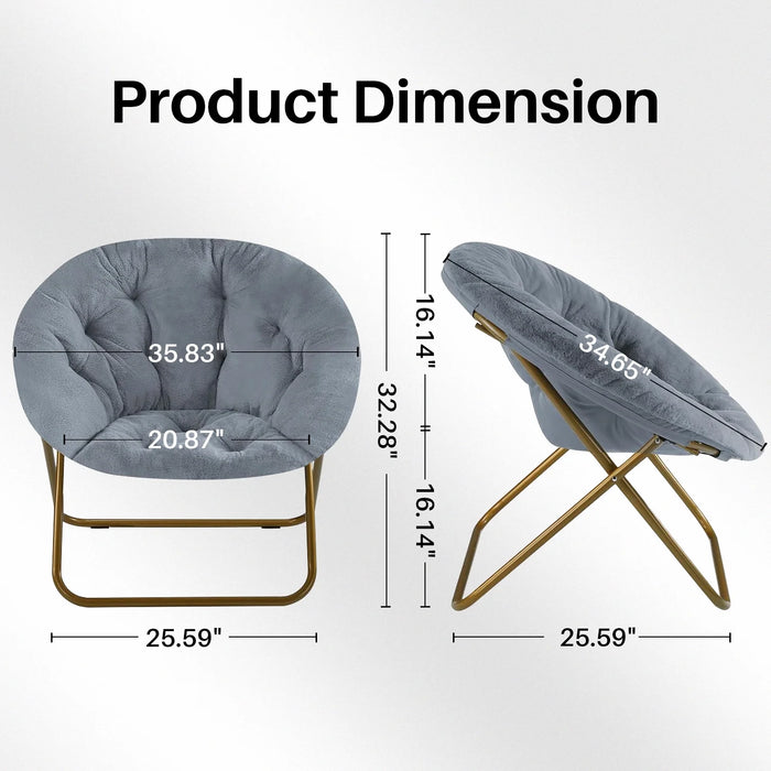 Beddle Saucer Chair for Adults Faux Fur Folding Bedroom Chairs