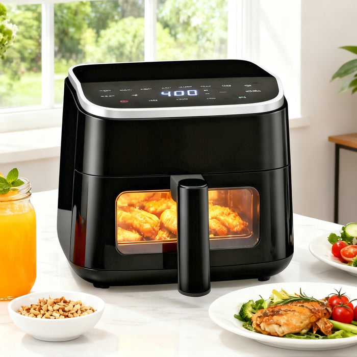 Sybels Digital Air Fryer: 1500W, Visible Window, 8 Presets, 400°F, 60-Min Timer, Auto Shut-Off, Dishwasher-Safe Basket