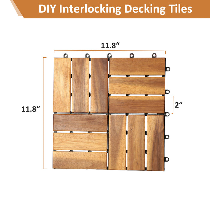 Interlocking Flooring Tiles, 12''x12'' (27pcs), Wood Patio Deck Tiles For Pool, Garden, Garden Pathway, Balcony Decor