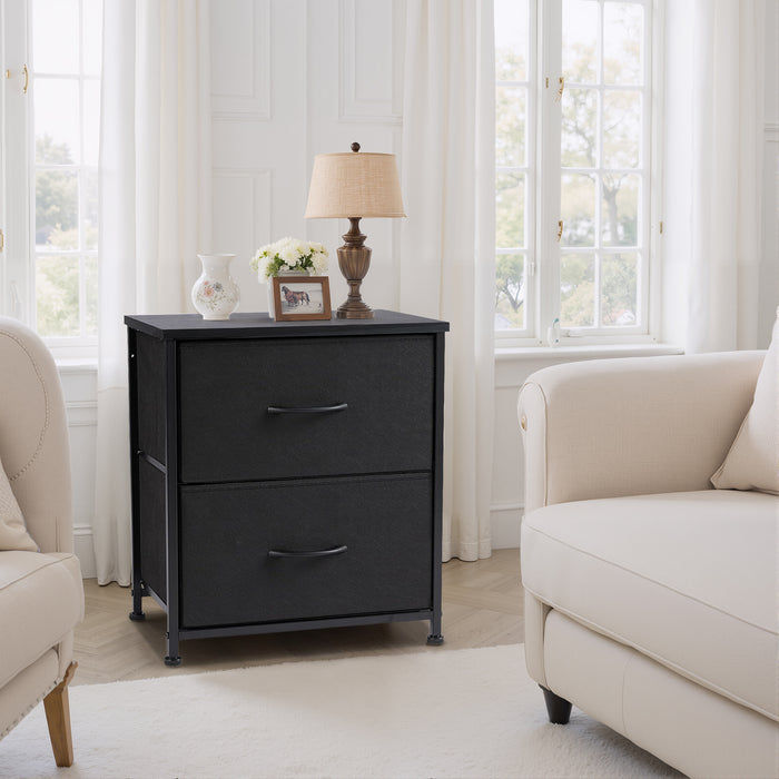 Simenmax Nightstand Set 2, 2 Drawer Dresser for Bedroom, Bedside Furniture, End Table for Bedroom, Closet, Entryway, Black