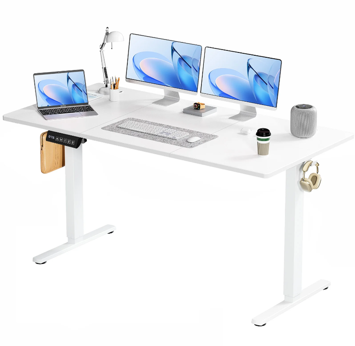 TINKLE WELL Updated Electric Standing Desk, 63 x 24'' Adjustable Height Electric Standing Computer Desk, Ergonomic Workstation with 3 Memory Controller, Bamboo Texture