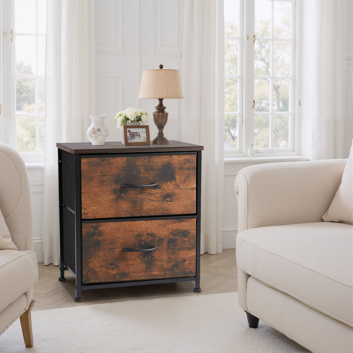 Simenmax Nightstand, 2 Drawer Dresser for Bedroom, Bedside Furniture, End Table for Bedroom, Closet, Entryway, Brown