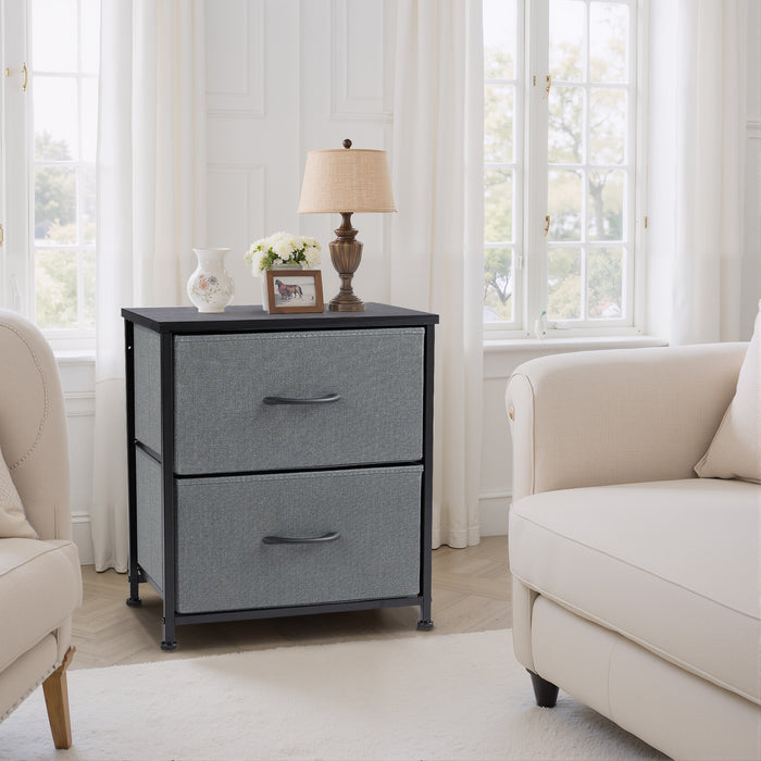 Simenmax Nightstand, 2 Drawer Dresser for Bedroom, Bedside Furniture, End Table for Bedroom, Closet, Entryway, Gray